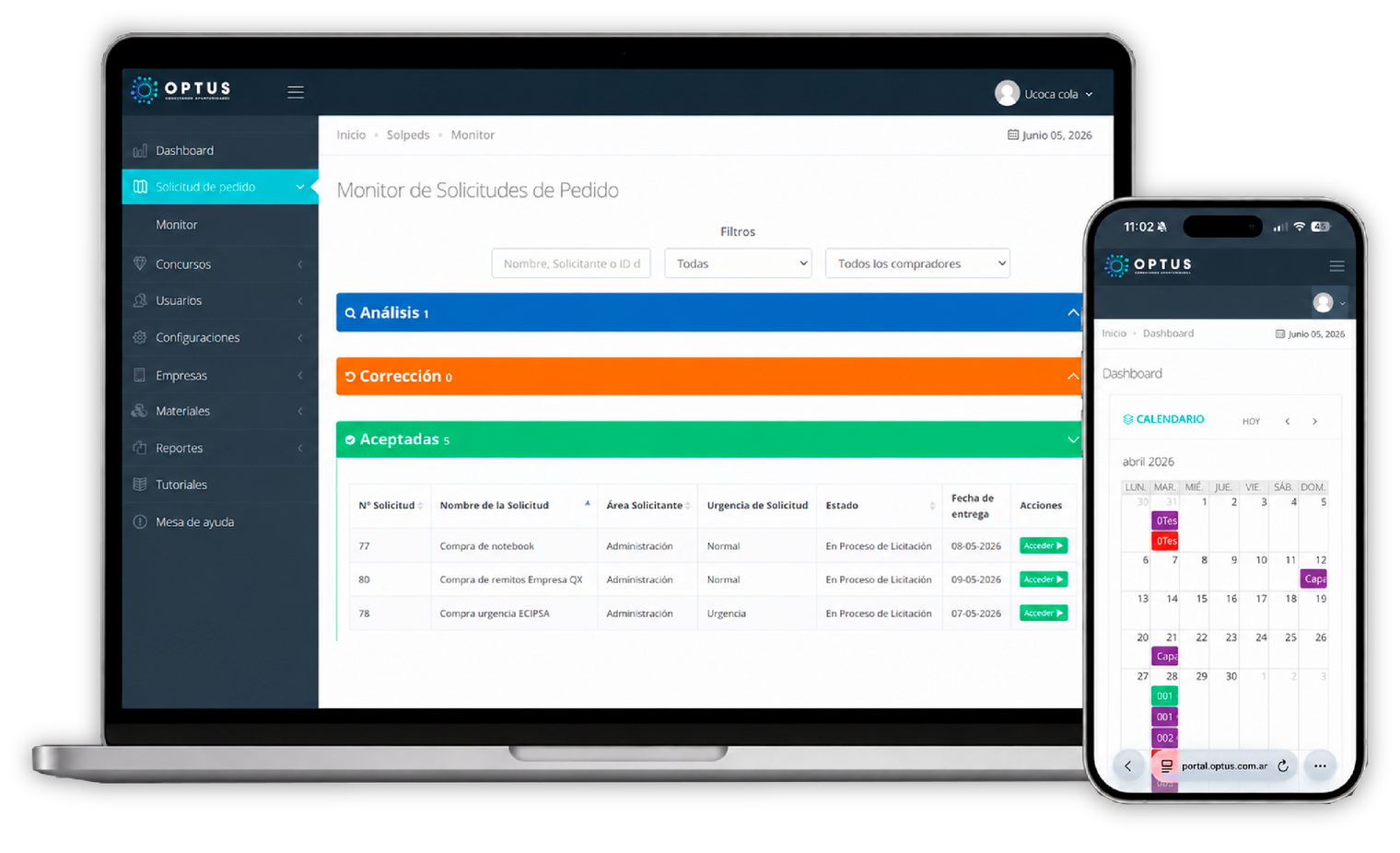 Optus en computadora y teléfono